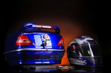 Кофра Мерседес с шлемом синяя Артикул: K-445  Описание:  Кофра Мерседес с шлемом синяя