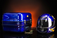 Кофра Дельта железная синяя c хорошим шлемом внутри есть цвета красные черные и синие