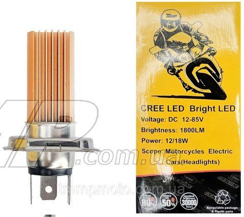 Лампа фары светодиодная LED H4 (DC 12-85V, 1800 lm, 12/18W) TMMP 793264289 фото
