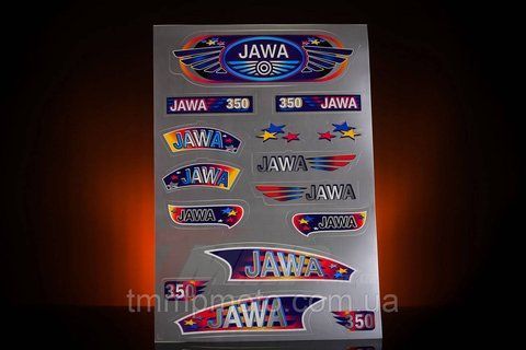 Наклейка "JAWA" (15шт, серый) 10qw7 фото