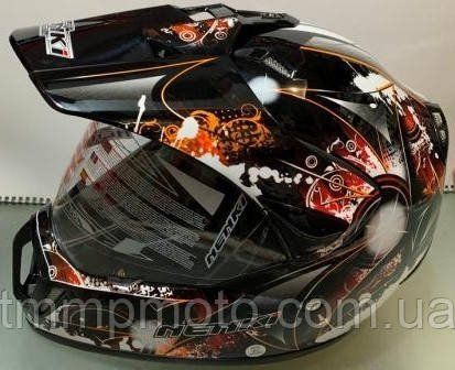 Шлем кроссовый NENKI MX-310 чёрно-оранжевый 1358215512 фото